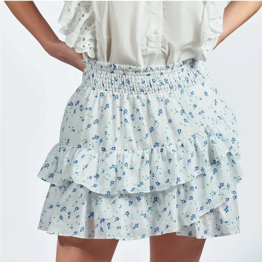 The Shirt By Rochelle Behrens Floral Smocked Mini Skirt